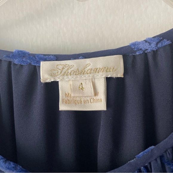 Shoshanna Velvet Floral Levon Dress Silk Blue 6 C3 - Picture 4 of 7
